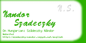 nandor szadeczky business card